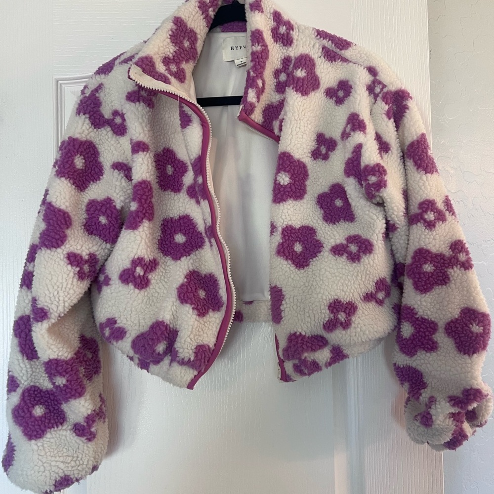 HYFVE Purple and Cream Floral cropped Jacket